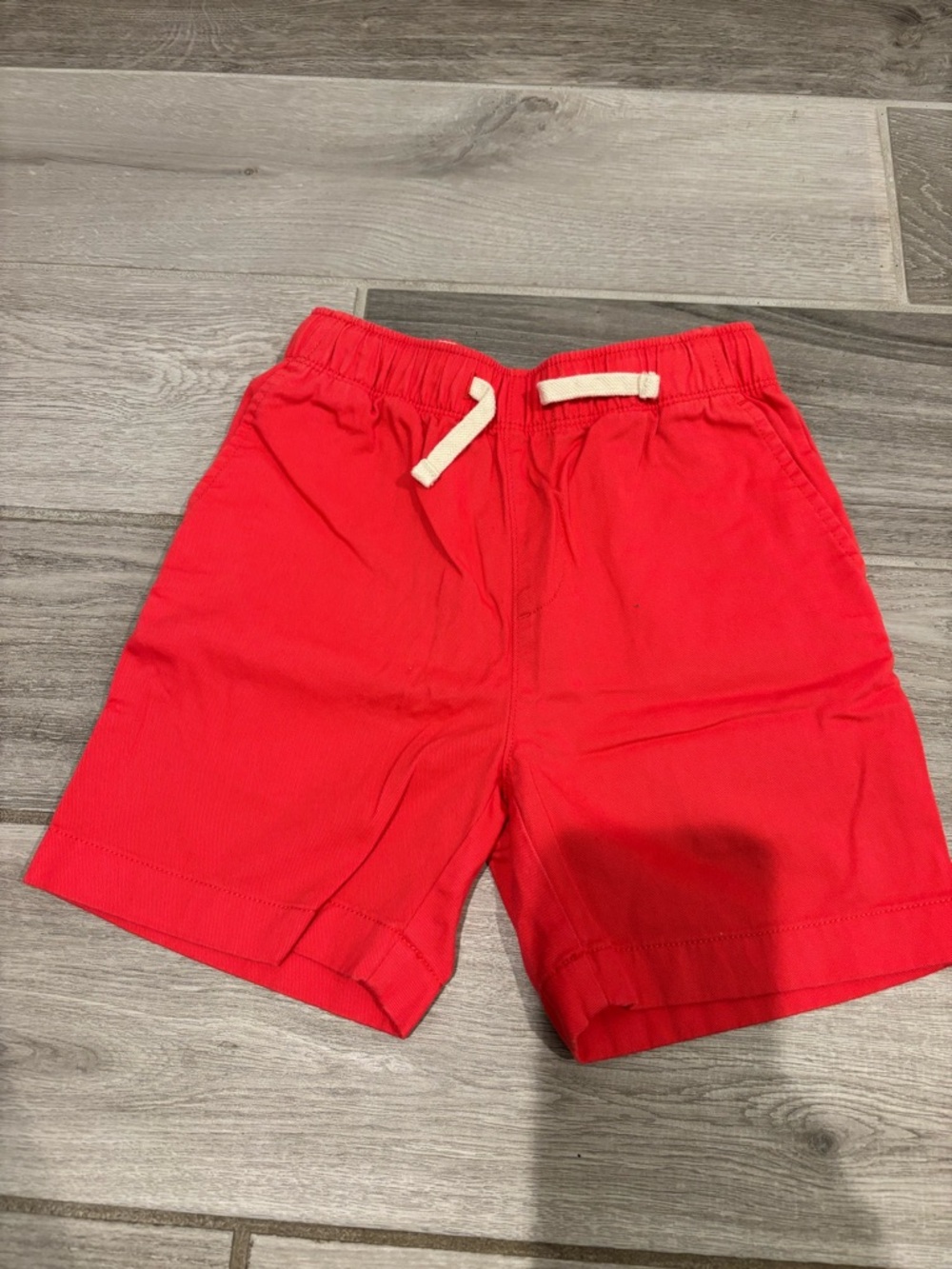 Crewcuts Bright Red Pull-On Shorts with Cream Drawstring